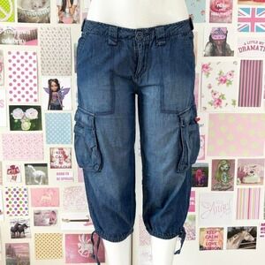 low rise denim cargo capri pants size 30